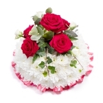 Based posy with red rose spray